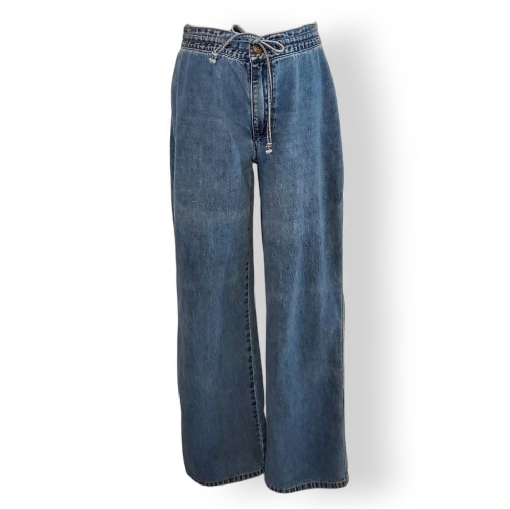 Laundry By Shelli Segal Blue Wide-Leg Drawstring Jeans